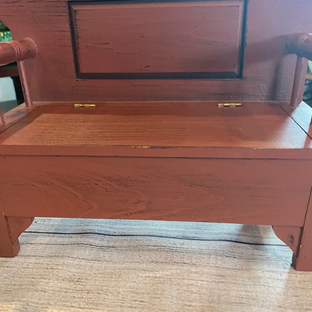 Rustic Wooden Dollhouse Bench with Storage - Picture 2 of 9